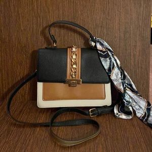 Aldo Anniebrook Crossbody Satchel Black/Saddle/Cream Color Block